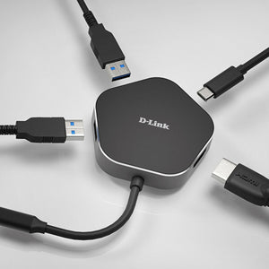 Hub USB 3 Puertos D-Link DUB-M420 Negro/Gris Negro/Plateado 60 W