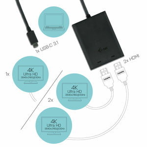 Adaptador DisplayPort a HDMI i-Tec C31DUAL4KHDMI        Negro 4K Ultra HD