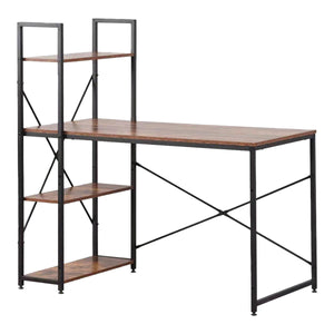 Desk with Shelf EDM 75196 Black Wood Metal 121 x 120 x 64 cm