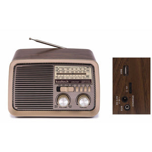 Radio Portátil Bluetooth Kooltech CPR POP Vintage Marrón